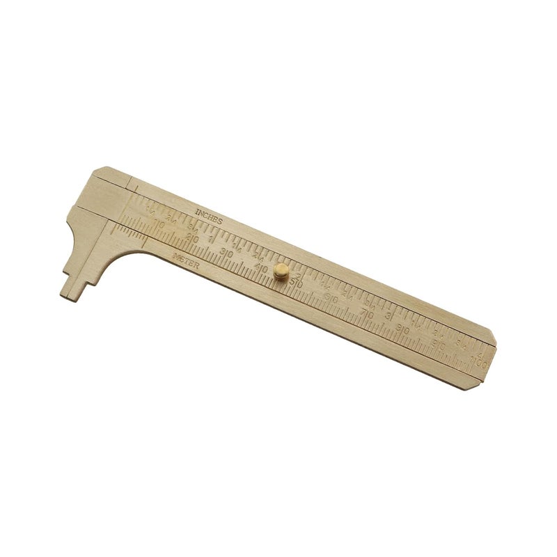 Gui Feng Brass Pocket Dual Scale Calipers 100mm Hand Held Sliding Bead Measuring Tool Millimeter Vernier Calipers for Measuring Jewellery Glass Beads Rings Gemstones Widget Sizes - Image 1